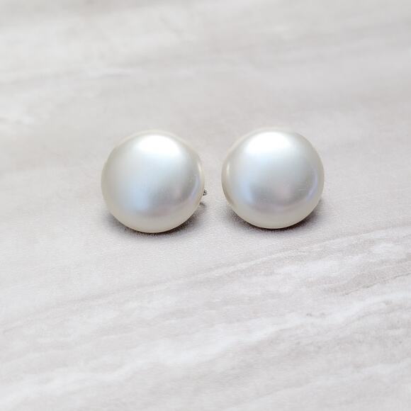 Vintage Clip On Earrings Classic Style Glam Large Faux Pearl Statement - Picture 2 of 8